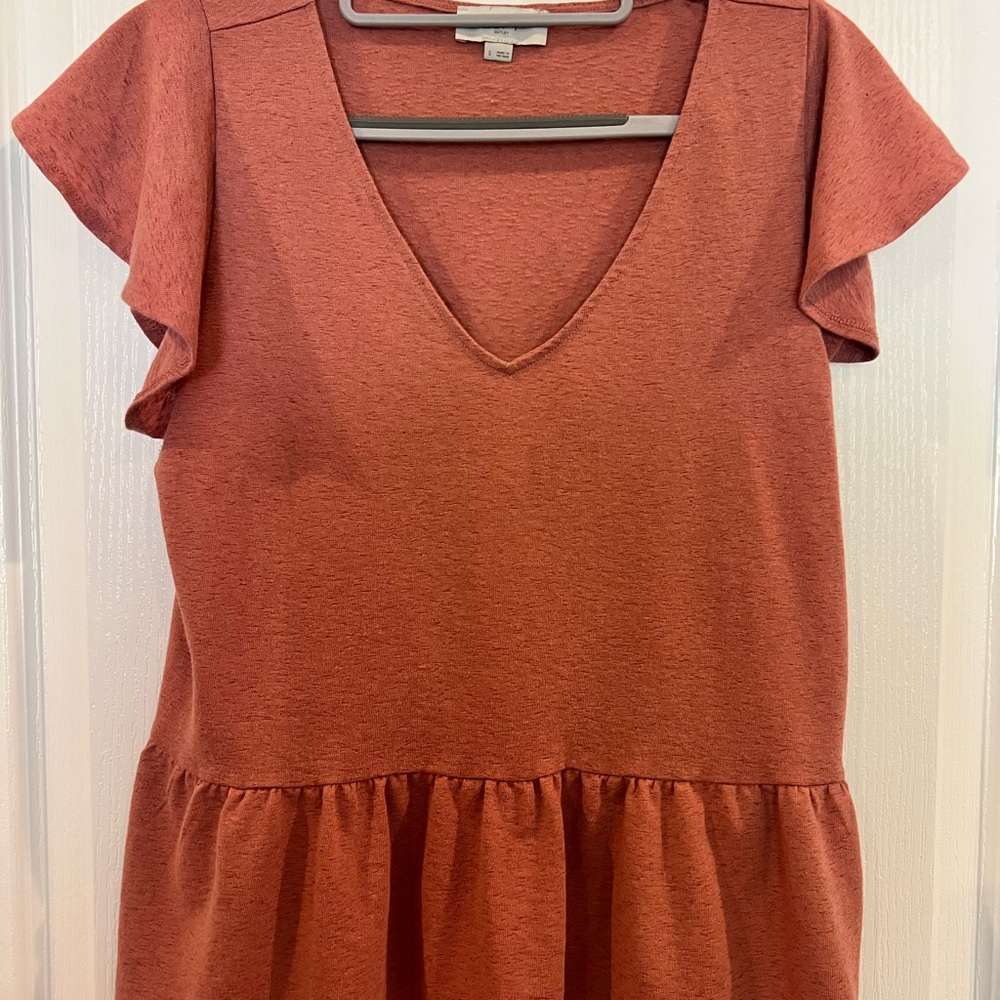 LOFT Terracotta V-Neck Blouse